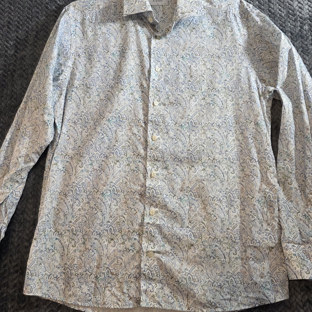 Eton Slim-Fit Paisley Dress Shirt in Light Blue